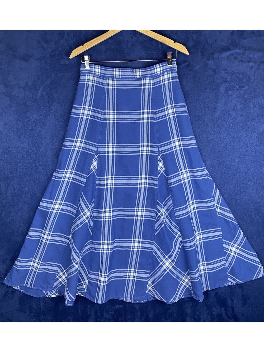 Ralph Lauren Polo Blue Plaid Godet Maxi Skirt Size 4 Small - Picture 5 of 10